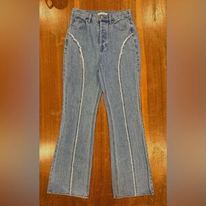 Pacific Sunwear Jeans Women’s Light Blue Flare boho western fringe High Rise